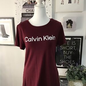 Calvin Klein Women's Maroon Short Sleeve Tee